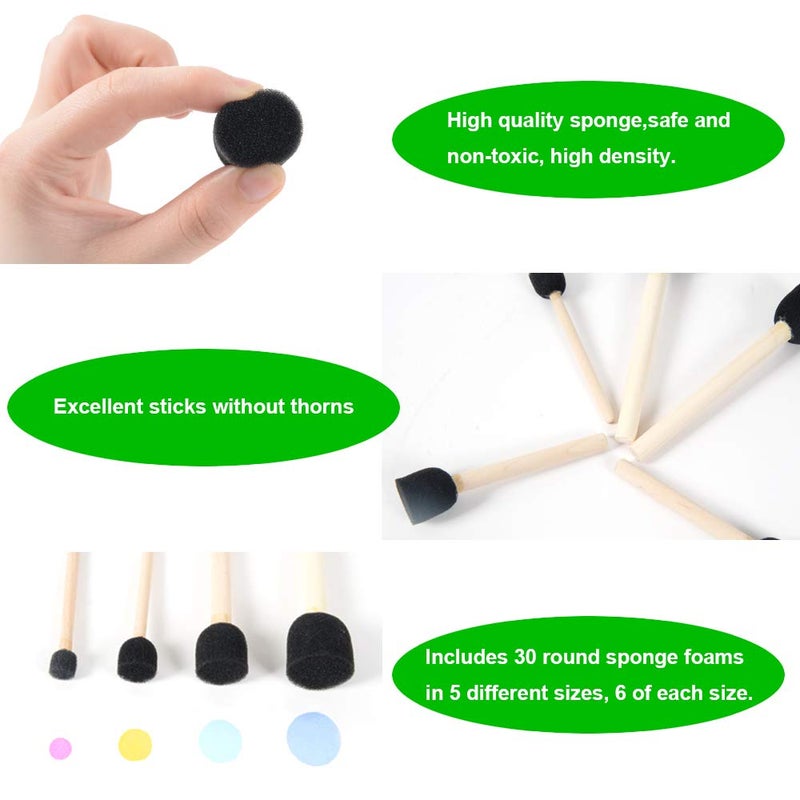 conda 50 Pack 0.5"-2" Different Size Assorted Foam Brush Set Wood Handle Paint Brush Set- Lightweight, Durable, Great for Acrylics, Stains, Varnishes - Image 3